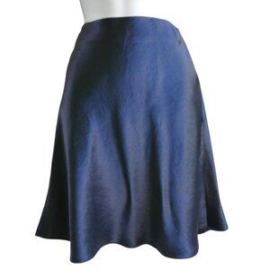 Aritzia Babaton Slip Satin Mini Skirt Starboard Blue Bias Cut Elastic Waist 6